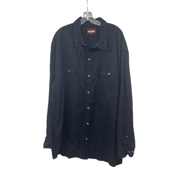 ALESBURY Men's Button Up Shirt Long Sleeve Navy/Speckled Size 3XL - Picture 1 of 8